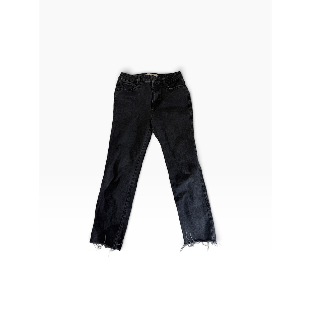 Free People Washed Black Straight Leg Raw Hem Jeans Size 27